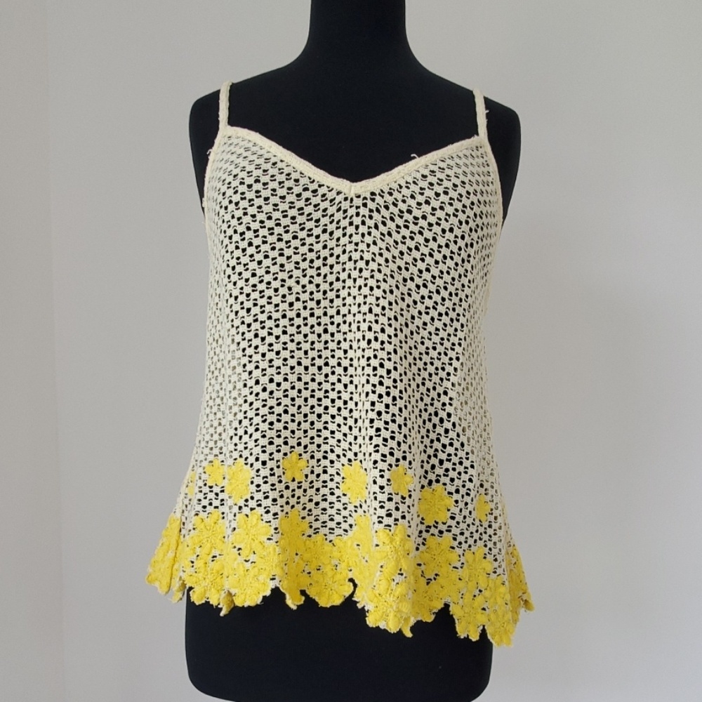 Free People yellow tank top woven m